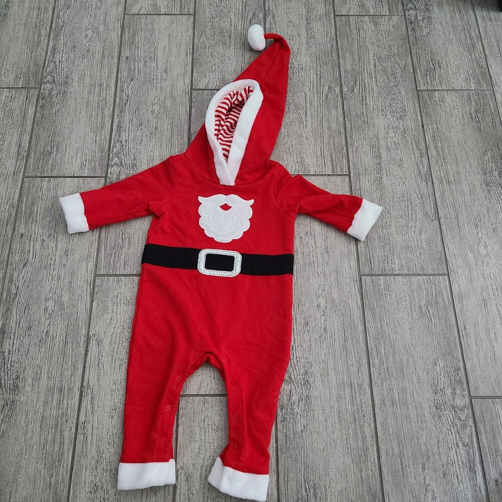 Cat & Jack Baby Santa Hooded One-Piece Romper Size 6–9 months